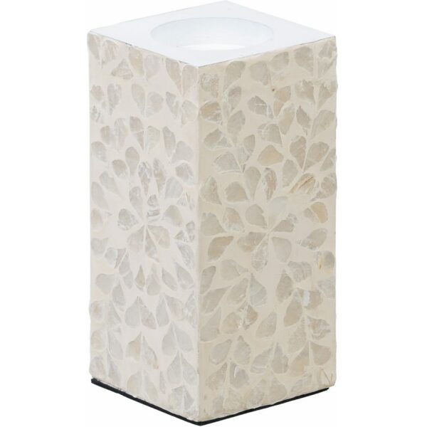 Portavelas Beige Nácar-Mdf Decoración 10,50 X 10,50 X 21 Cm