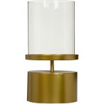 Portavelas Oro Cristal/Metal Decoración 15,50 X 15,50 X 25 C