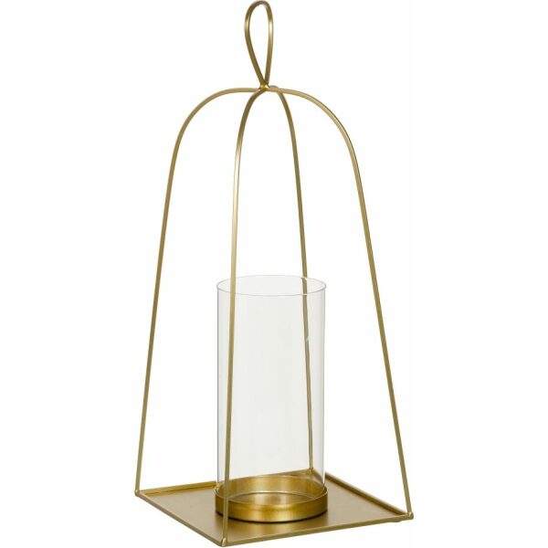 Portavelas Oro Cristal/Metal Decoración 23 X 23 X 56 Cm