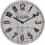 Reloj Blanco Madera / Cristal Decoración 40 X 40 X 4,50 Cm