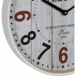 Reloj Blanco Madera / Cristal Decoración 40 X 40 X 4,50 Cm