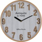 Reloj Blanco-Natural Madera / Cristal 32 X 32 X 4,50 Cm