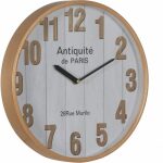 Reloj Blanco-Natural Madera / Cristal 32 X 32 X 4,50 Cm