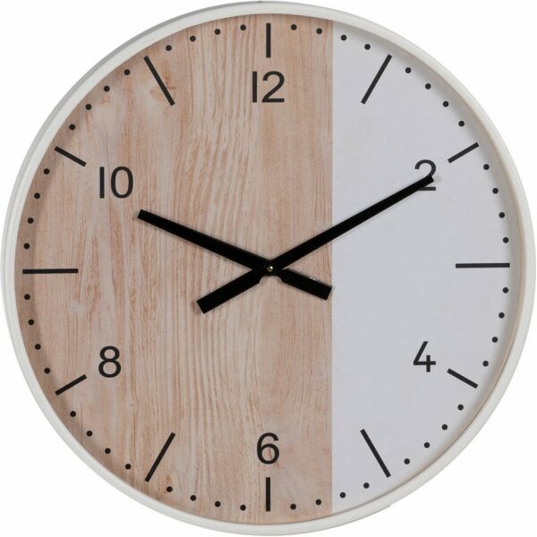 Reloj Natural-Blanco Madera Decoración 60 X 60 X 5,50 Cm