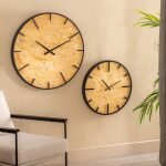 Reloj Natural-Negro Dm-Metal Decoración 80 X 4,50 X 80 Cm