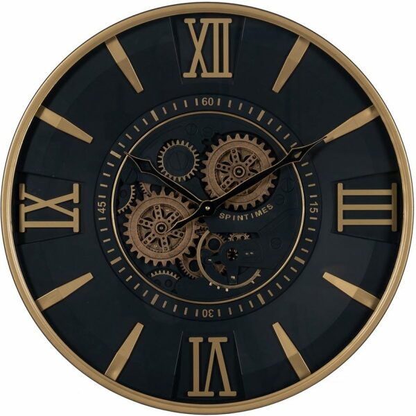 Reloj Negro-Oro Metal Decoración 59 X 8,50 X 59 Cm