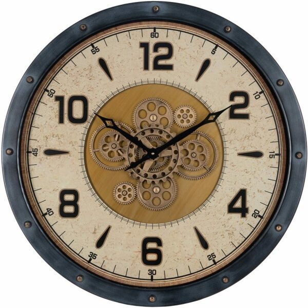 Reloj Negro-Oro Metal Decoración 72 X 9 X 72 Cm