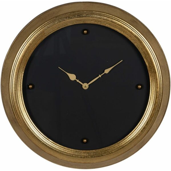 Reloj Oro-Negro Metal-Cristal Decoración 46 X 6 X 46 Cm