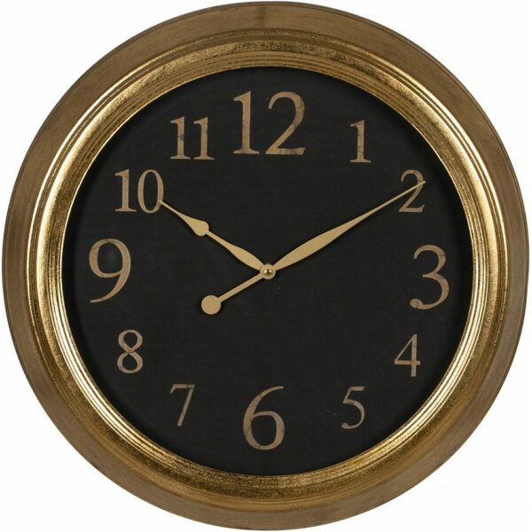 Reloj Oro-Negro Metal-Cristal Decoración 47 X 5,50 X 47 Cm