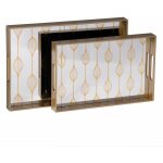 S/2 Bandejas Plata-Oro Pvc-Espejo 45 X 31 X 4,20 Cm