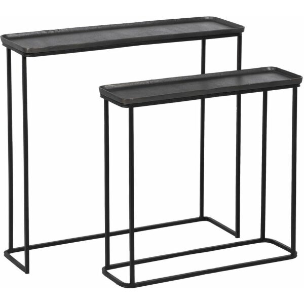 S/2 Consola Gris-Negro Metal Entrada 84 X 26 X 78 Cm