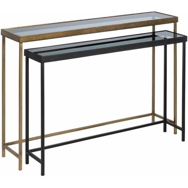 S/2 Consola Oro-Negro Hierro-Cristal 107 X 26 X 79 Cm