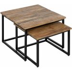 S/2 Mesa Centro Natural Madera-Metal 60 X 60 X 42 Cm