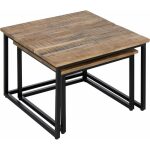 S/2 Mesa Centro Natural Madera-Metal 60 X 60 X 42 Cm