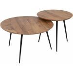 S/2 Mesa Centro Natural Madera-Metal 70 X 70 X 40 Cm