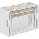 S/3 Cajas Blanco-Natural Madera Paulonia 44 X 31 X 18 Cm