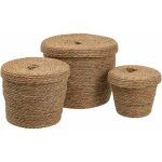 S/3 Cajas Natural Fibra Natural 28 X 28 X 36 Cm