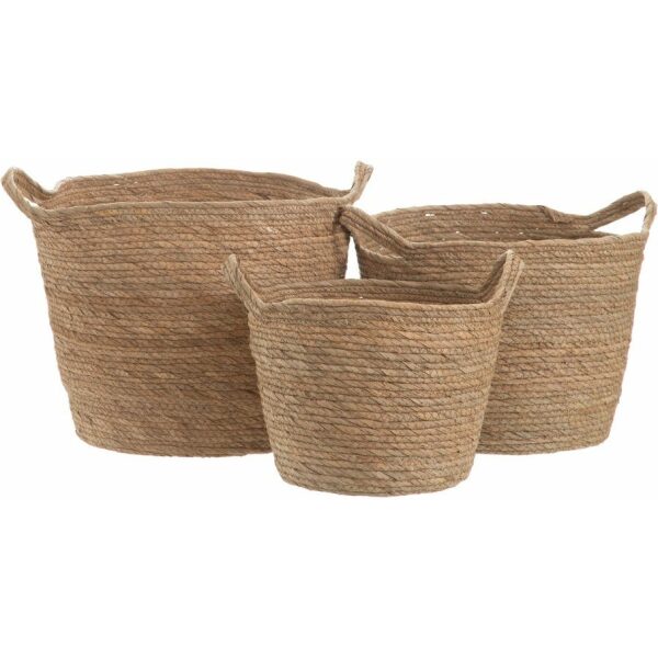 S/3 Cestos Natural Fibra Natural 33 X 33 X 38 Cm