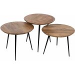 S/3 Mesa Centro Natural Madera-Metal 50 X 50 X 45 Cm