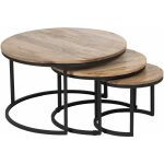 S/3 Mesa Centro Natural-Negro 79 X 79 X 48 Cm