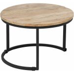 S/3 Mesa Centro Natural-Negro 79 X 79 X 48 Cm