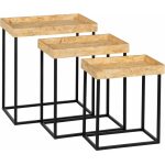 S/3 Mesitas Natural-Negro Dm-Metal Salón 57,50 X 37,50 X 67,