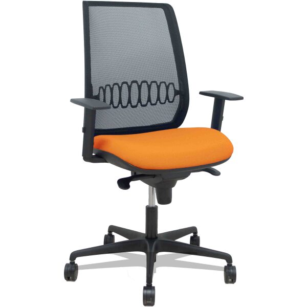 Silla Alares sincro malla negra bali naranja brazo regulable