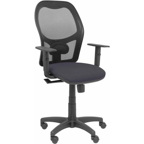 Silla Alocén malla negra asiento bali gris oscuro brazos regulables