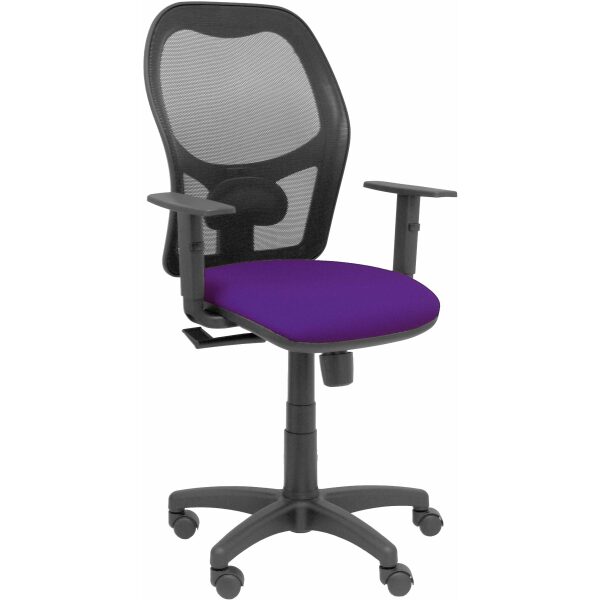 Silla Alocén malla negra asiento bali morado brazos regulables