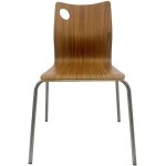 Silla amelie apilable acero inoxidable asiento laminado hpl color nogal 1 jpg