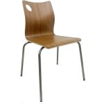 Silla amelie apilable acero inoxidable asiento laminado hpl color nogal jpg