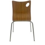 Silla amelie apilable acero inoxidable asiento laminado hpl color nogal 3 jpg