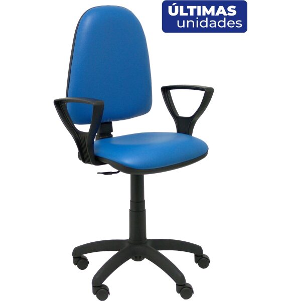 Silla Ayna similpiel antibacterias azul con brazos fijos