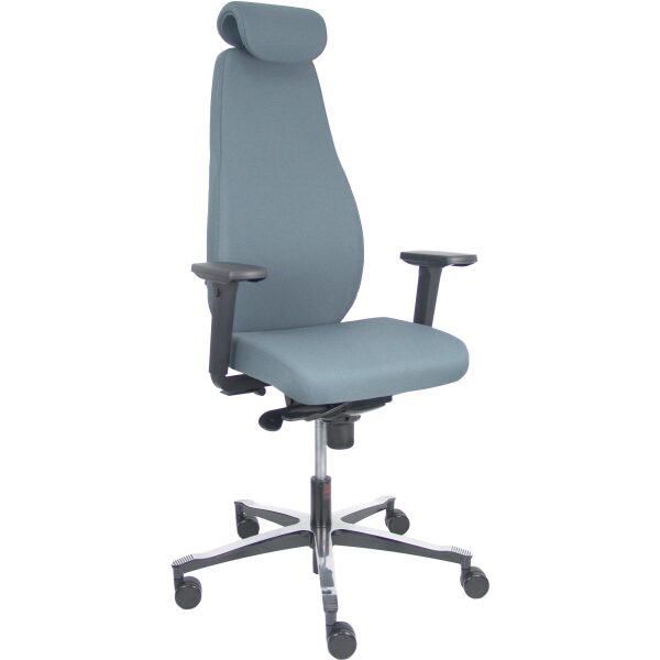 Silla Bjarg traslack bondai gris brazo 3D base cromada cabecero y lumbar