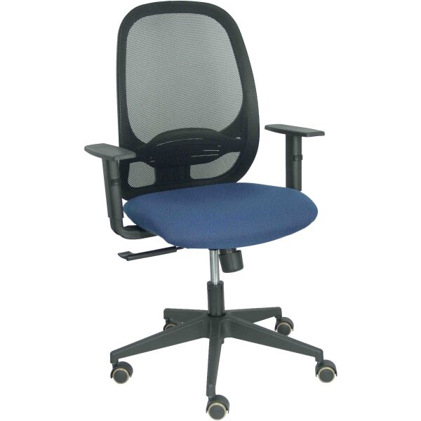 Silla Cilanco negra malla negra asiento bali azul marino brazo regulable