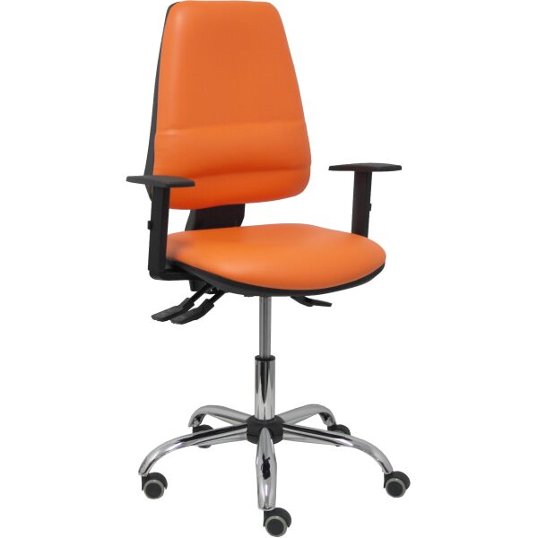 Silla Elche S 24 horas similpiel naranja con refuerzo lumbar