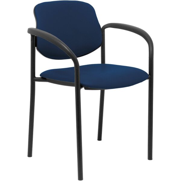 Silla fija Styl similpiel azul marino chasis negro con brazos