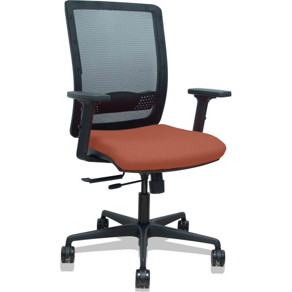 Silla Haches traslack malla negra asiento bali marrón brazos 2D ruedas 65mm