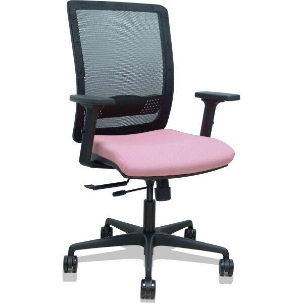 Silla Haches traslack malla negra asiento bali rosa brazos 2D ruedas 65mm