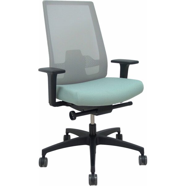 Silla Indeed traslack resp. malla gris asiento tonal verde claro brazos 2D base poliamida