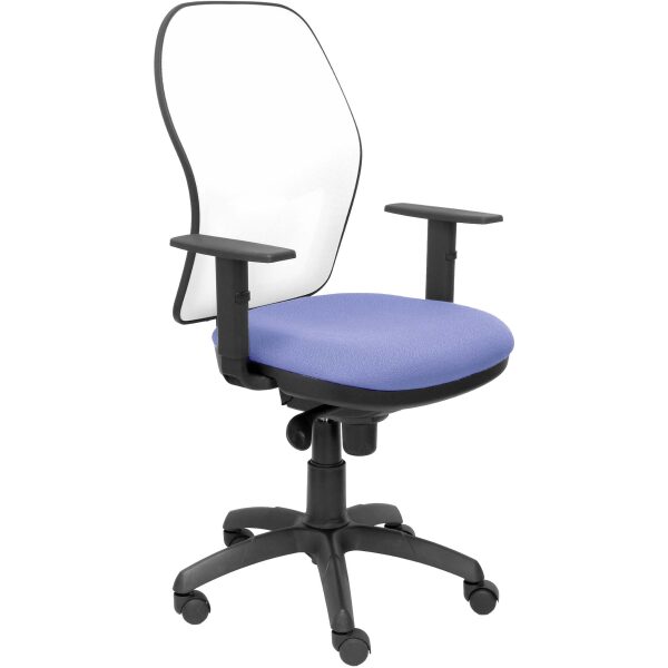 Silla Jorquera malla blanca asiento bali azul claro