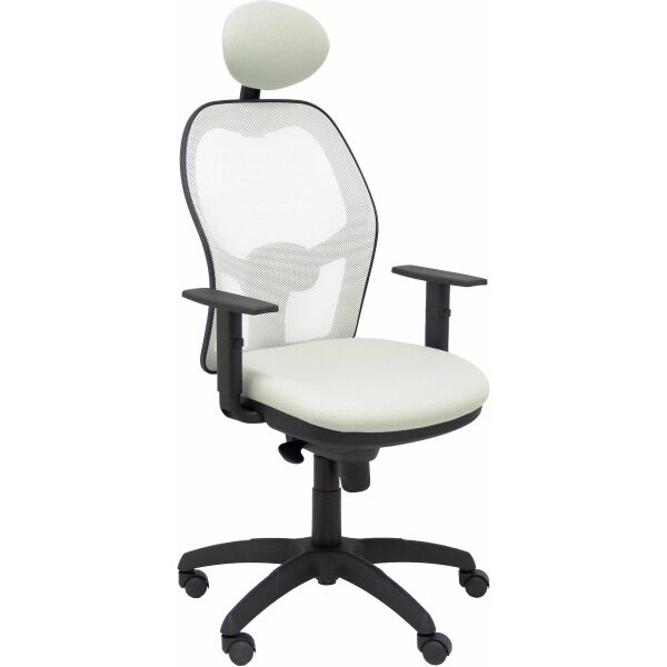 Silla Jorquera malla blanca asiento bali gris claro con cabecero fijo