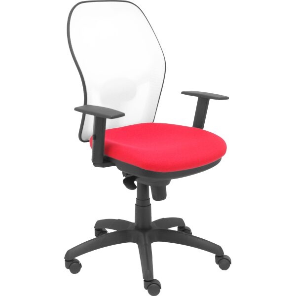 Silla Jorquera malla blanca asiento bali rojo