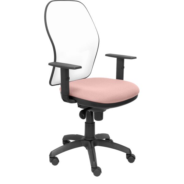 Silla Jorquera malla blanca asiento bali rosa pálido