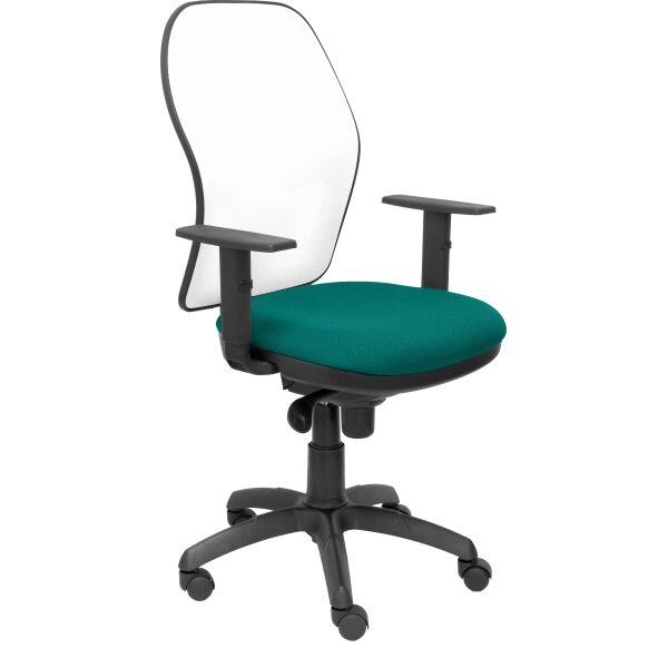 Silla Jorquera malla blanca asiento bali turquesa