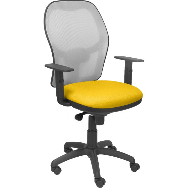Silla Jorquera malla gris asiento bali amarillo