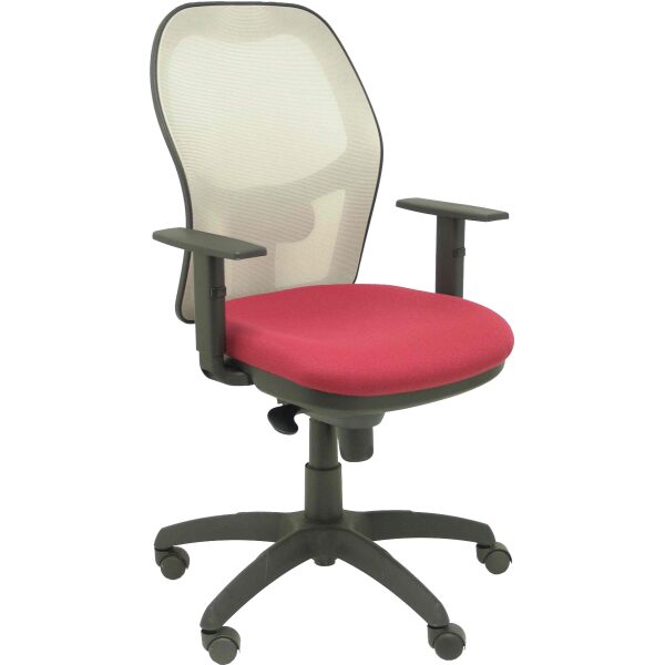 Silla Jorquera malla gris asiento bali granate