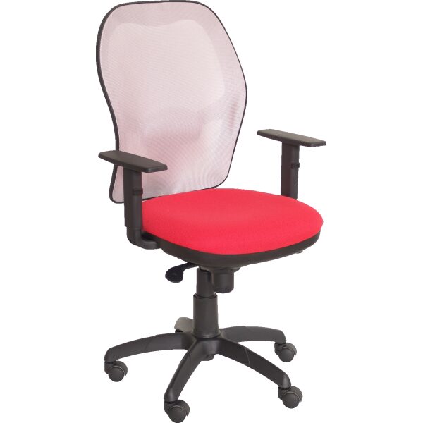 Silla Jorquera malla gris asiento bali rojo