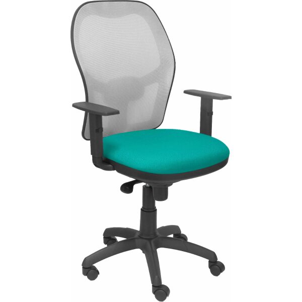 Silla Jorquera malla gris asiento bali turquesa