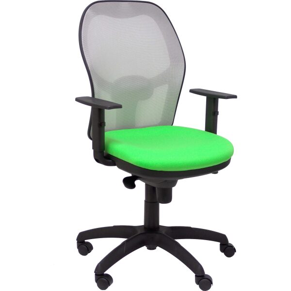 Silla Jorquera malla gris asiento bali verde pistacho